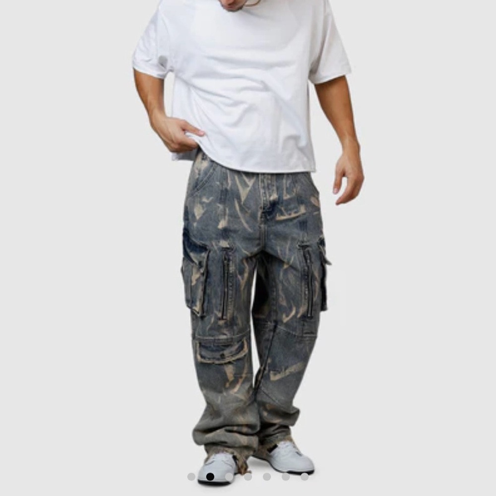 mnml Ultra Baggy Rip Denim Cargo Pants Jeans Size 36